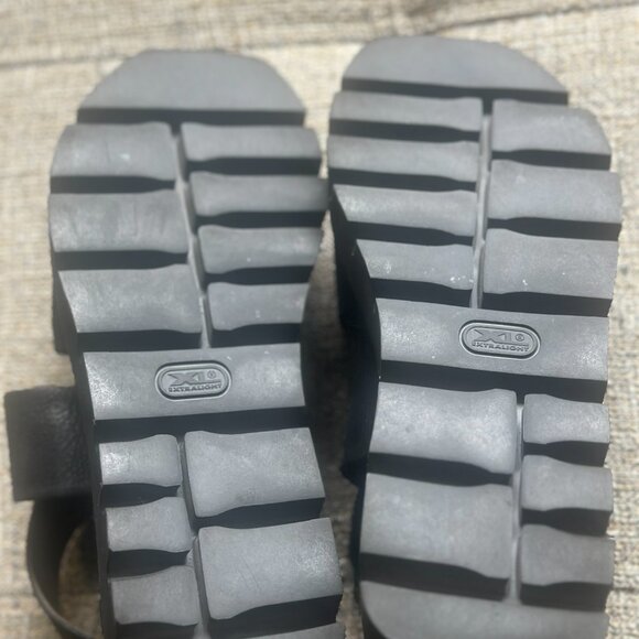 Black Lofina Platform Chunky Ankle Wrap Sandals - Picture 4 of 4